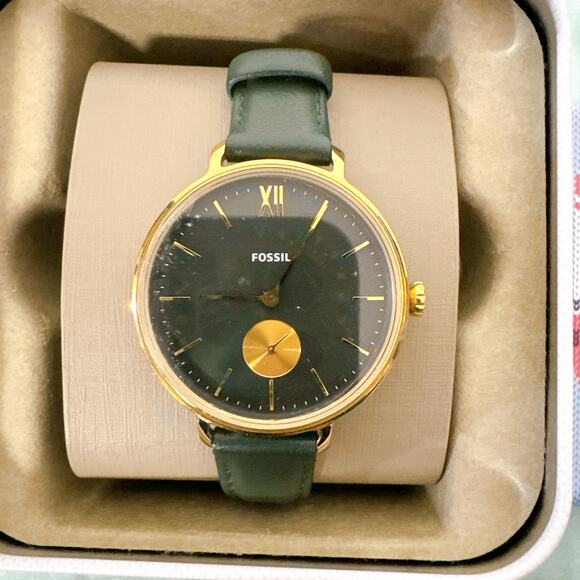 Fossil ES4662 Kayla Quartz Green Dial Dark Green Leather Ladies Watch main image 6